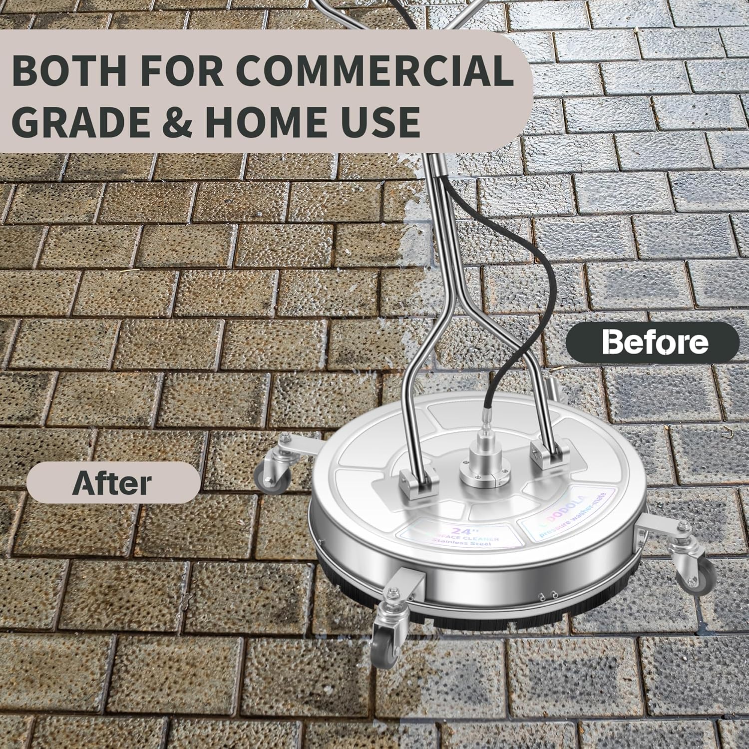 LidoDola 14 Inch Pressure Washer Surface Cleaner with Wheels for Concrete Patio Deck