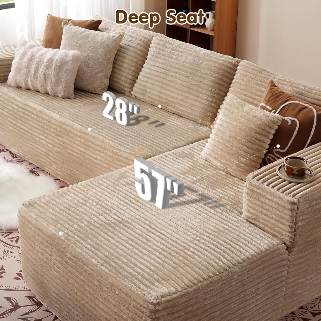 ovios Cloud Sectional Couch with L Shape Chaise Modern Modular Sofa