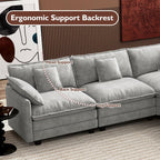 Ihanherry U Shaped Modular Cloud Sofa 5 Seat Chenille Sectional with Ottoman