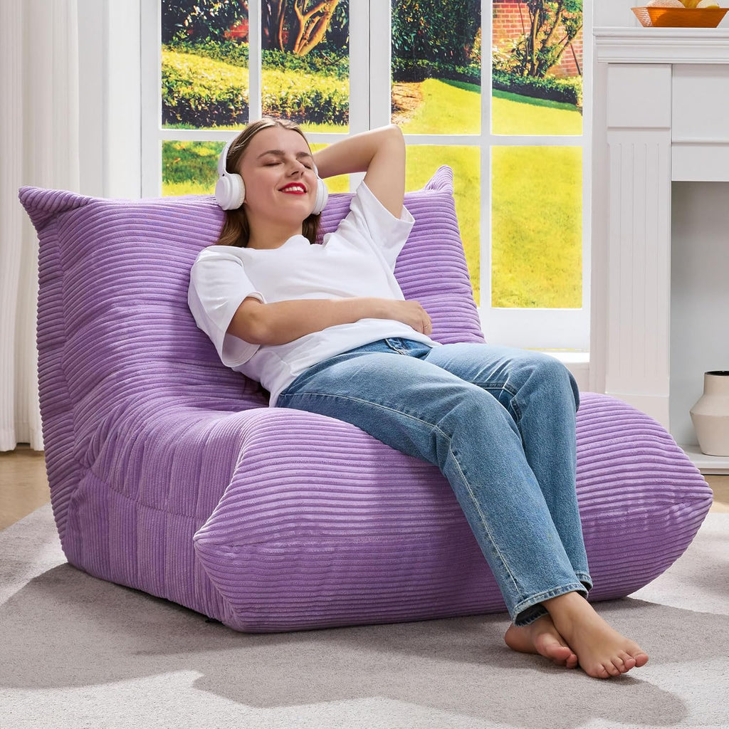 Hobestluk Giant Bean Bag Chair Memory Foam Faux Fur Sofa for Living Room
