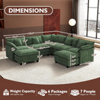 Ihanherry U Shaped Modular Sectional Sofa 5 Seat with 2 Ottomans Chenille