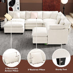 Ihanherry U Shaped Modular Cloud Sofa 5 Seat Chenille Sectional with Ottoman