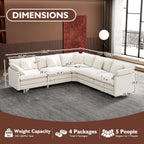 Ihanherry U Shaped Modular Cloud Sofa 5 Seat Chenille Sectional with Ottoman