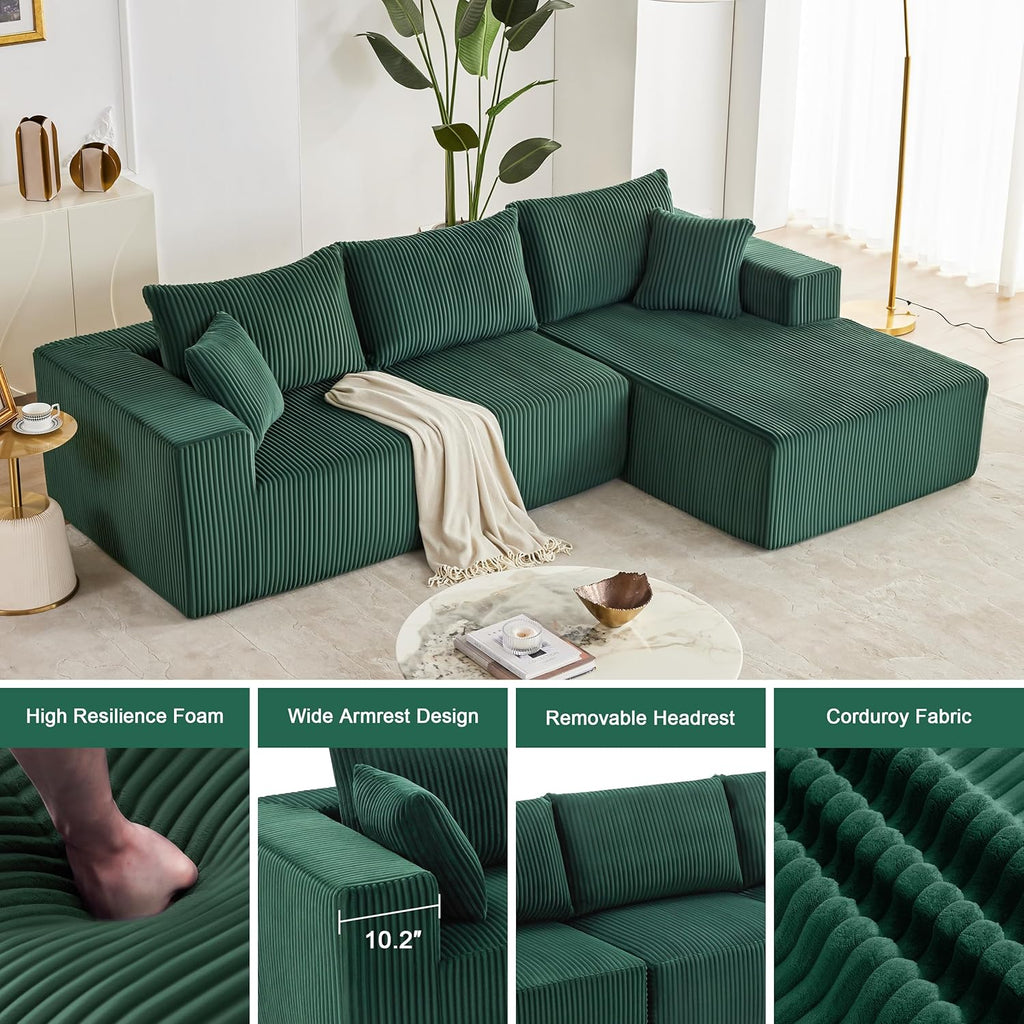 Weture 108" Modular Sectional Sofa Deep Seat Cloud L-Shape Couch with Chaise