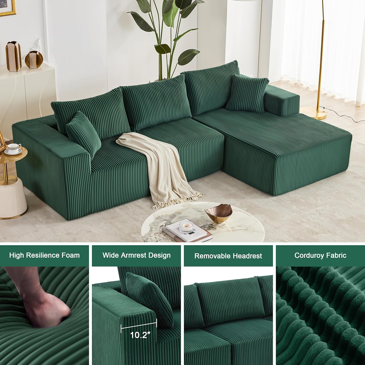 Weture 108" Modular Sectional Sofa Deep Seat Cloud L-Shape Couch with Chaise