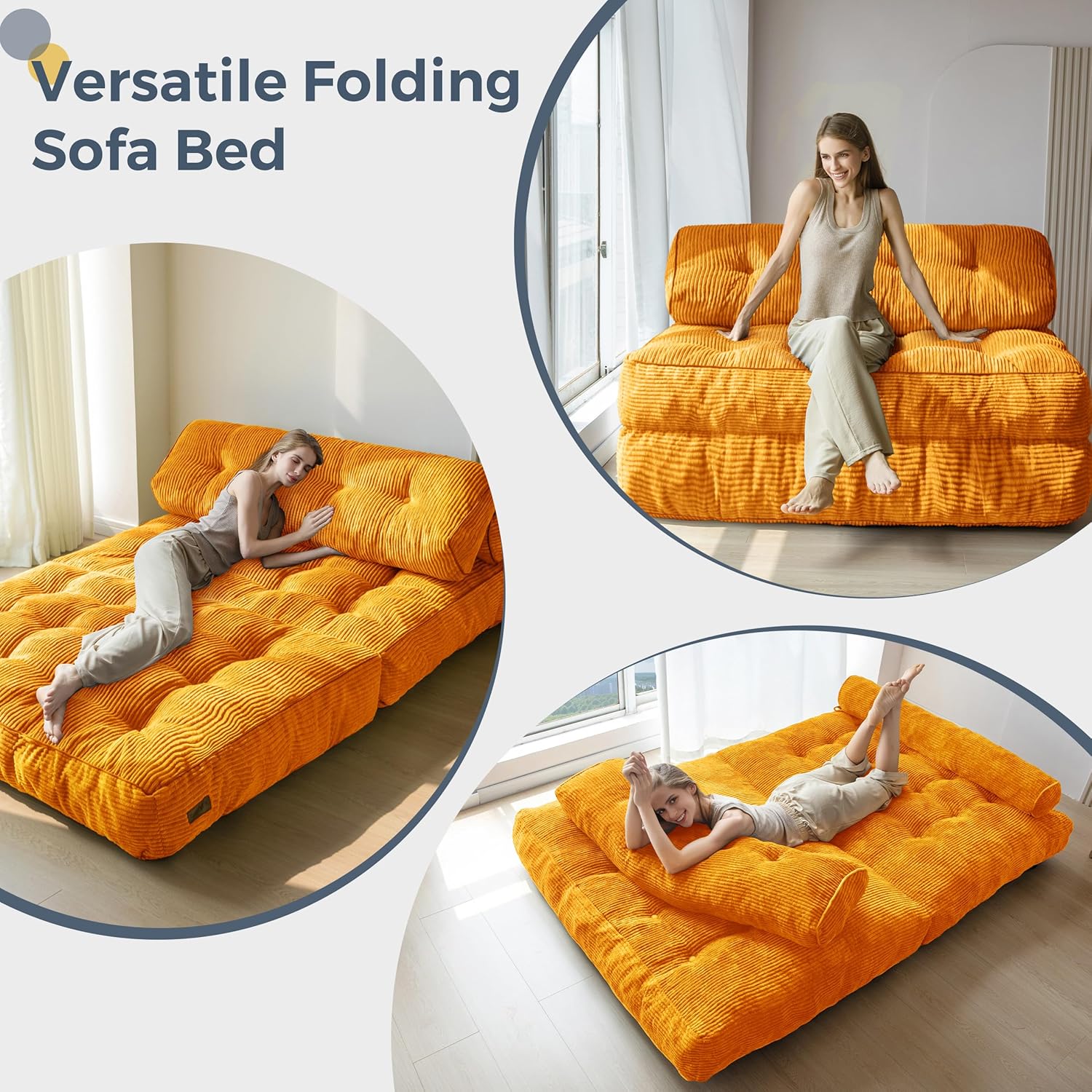 MAXYOYO Folding Sofa Bed Convertible Sleeper Chair with Pillow