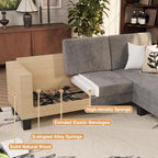 VICTONE Convertible L Shaped Sectional Sofa Couch 3 Seat with Ottoman