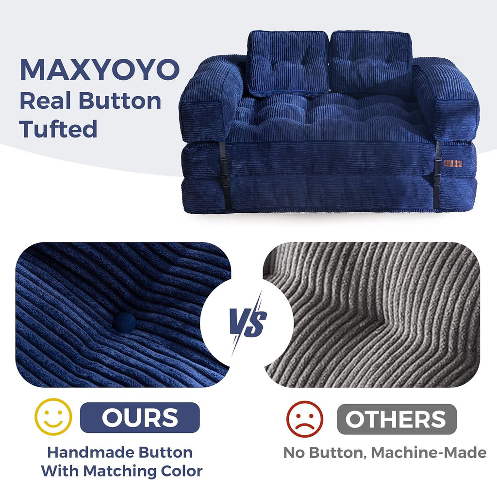 MAXYOYO L Shaped Folding Sofa Bed Convertible Sleeper with Pillow Armrest