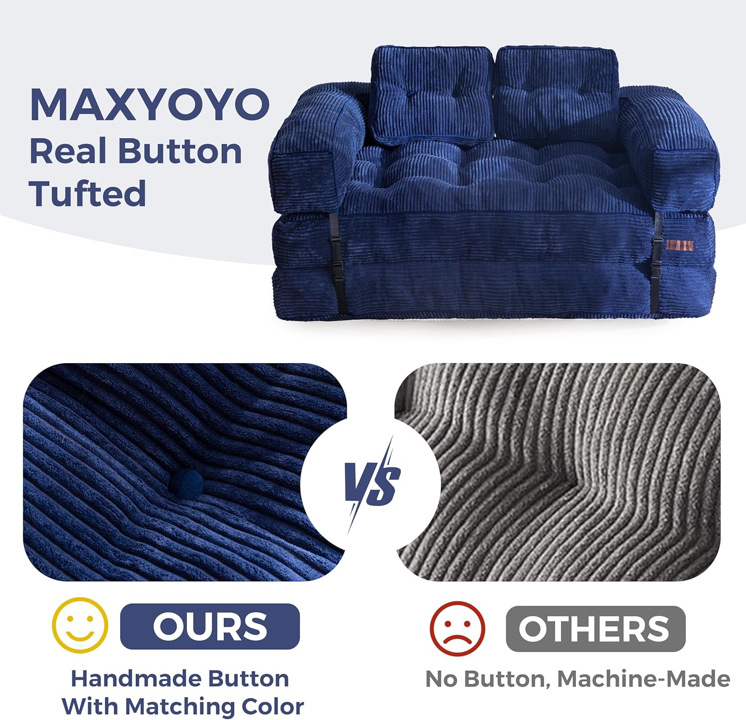 MAXYOYO L Shaped Folding Sofa Bed Convertible Sleeper with Pillow Armrest