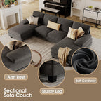 Furmax U-Shaped Sectional Sofa Couch 4 Seat Linen Fabric Double Chaise
