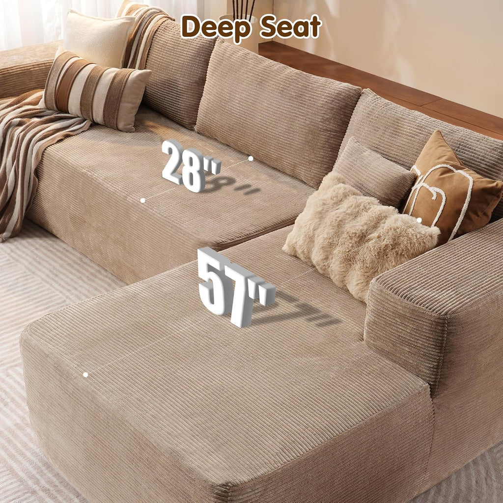 ovios Cloud Sectional Sofa L Shape Chaise Deep Seat Modular Living Room Couch