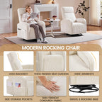Yaheetech 360 Swivel Glider Chair Nursery Corduroy Rocking Nursing Chair with Pockets