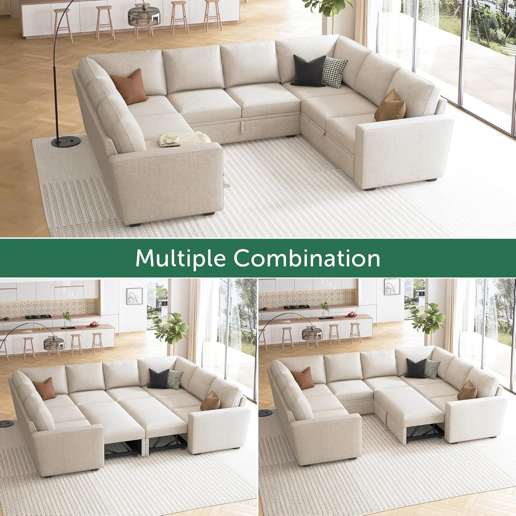 HONBAY Modular Sectional Sleeper Sofa L Shaped Couch with Pull Out Bed