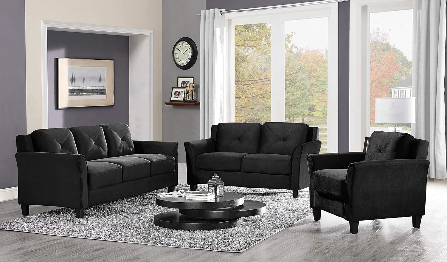 Lifestyle Harrington Sofa Upholstered Microfiber Fabric Curved Arm Couch