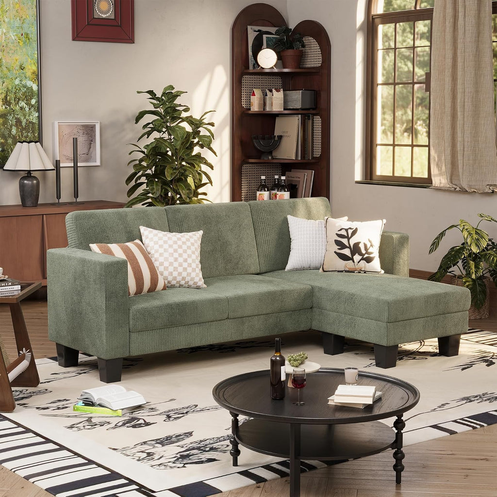 VICTONE Convertible L Shaped Sectional Sofa Couch 3 Seat with Ottoman