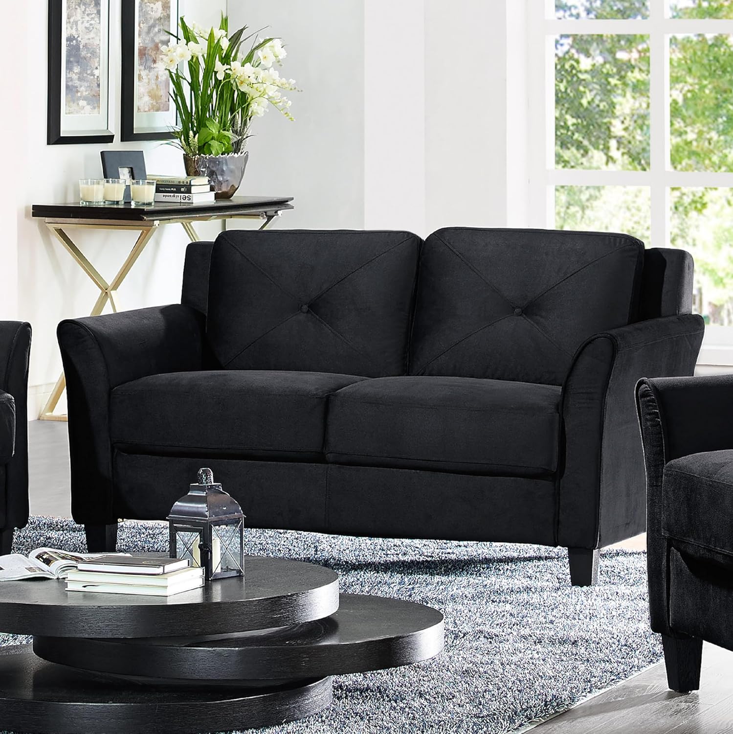 Lifestyle Harrington Sofa Upholstered Microfiber Fabric Curved Arm Couch