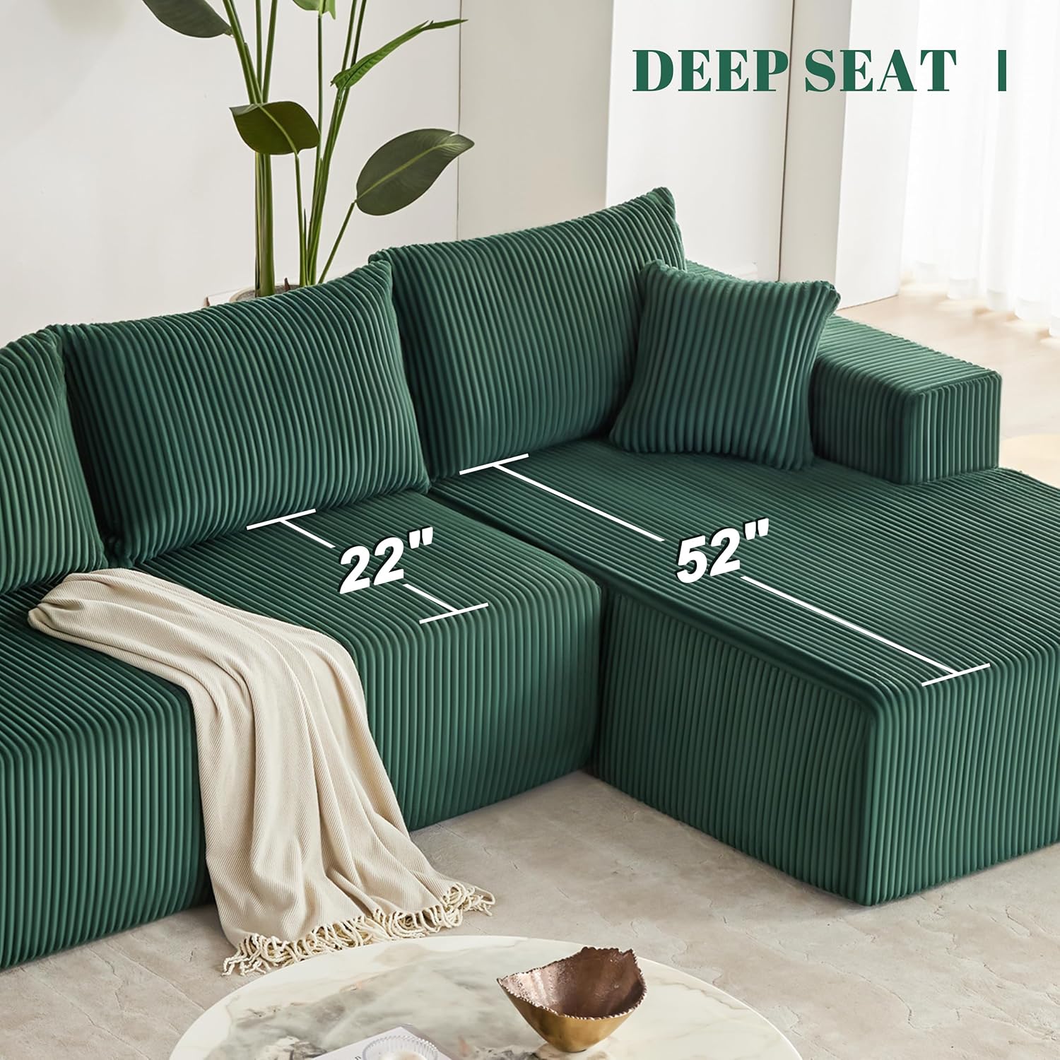 Weture 108" Modular Sectional Sofa Deep Seat Cloud L-Shape Couch with Chaise