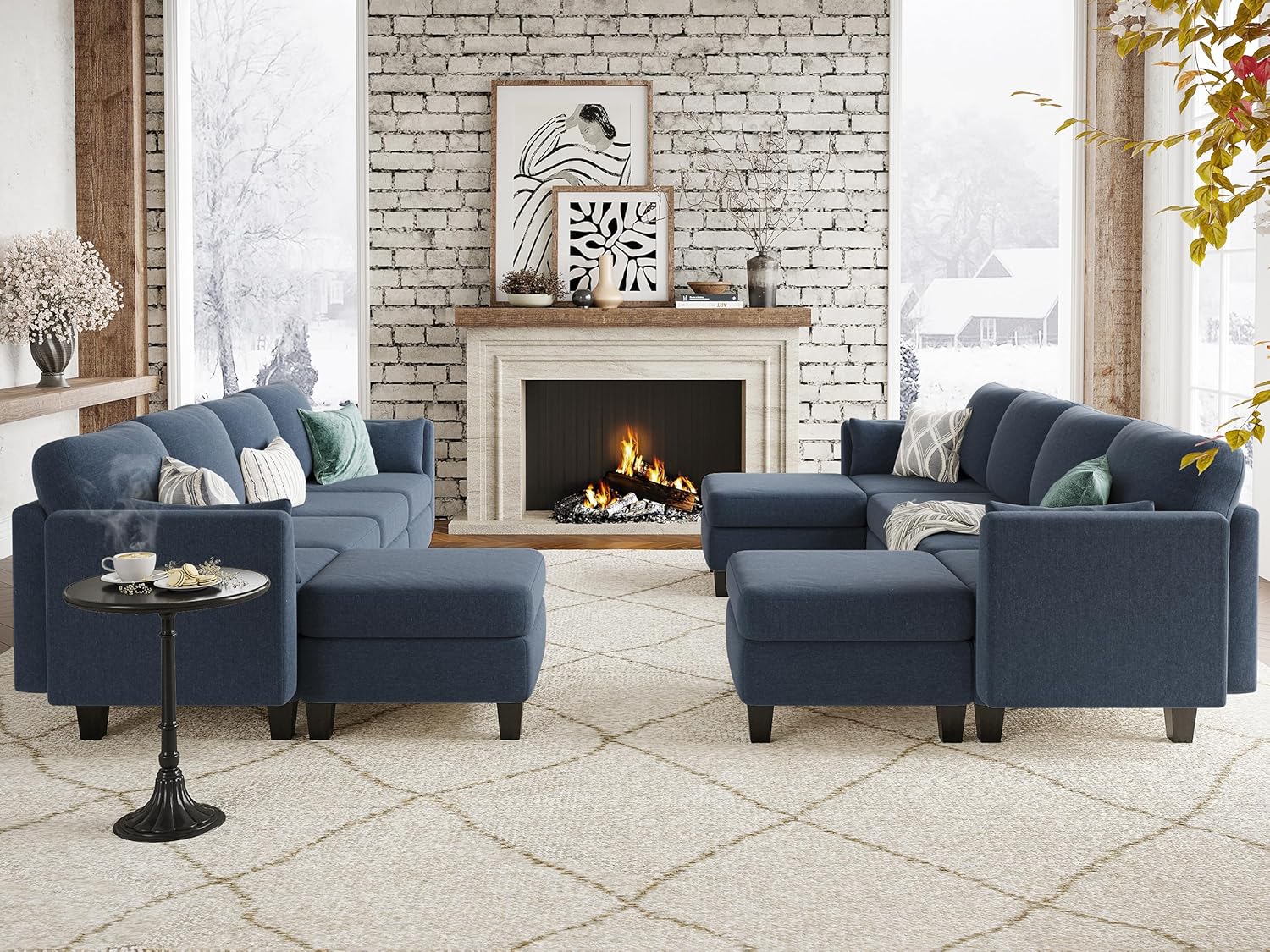 Huatean Home Modular Sectional Sofa U Shaped Couch 6 Seat Convertible High Density Foam