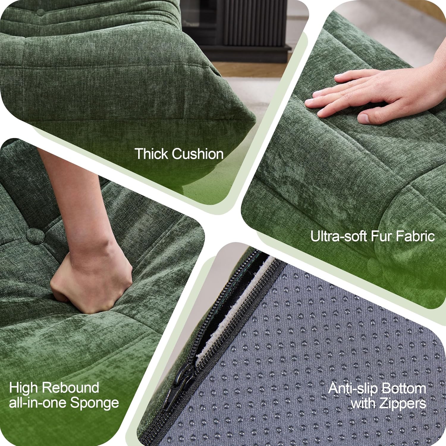 Hobestluk Giant Bean Bag Chair Memory Foam Faux Fur Sofa for Living Room