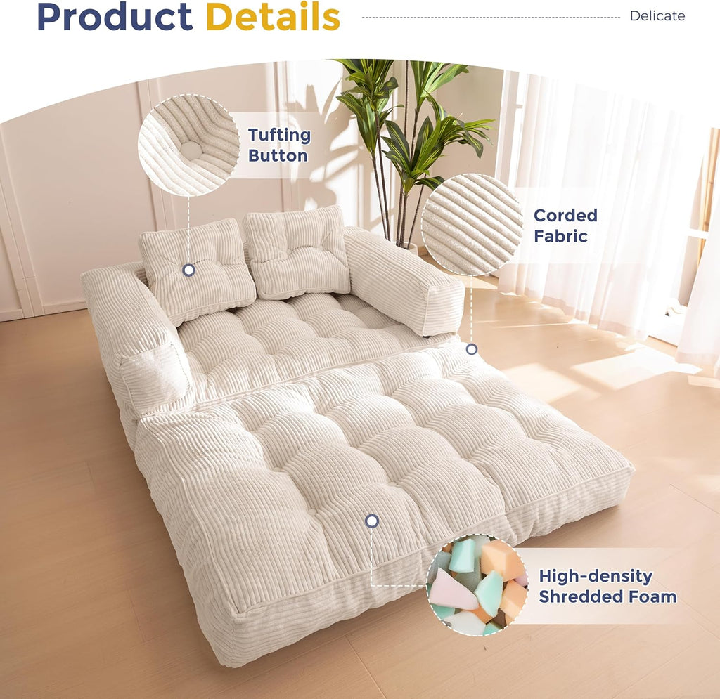 MAXYOYO L Shaped Folding Sofa Bed Convertible Sleeper with Pillow Armrest