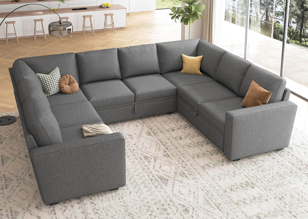 HONBAY Modular L Shaped Sectional Sleeper Sofa with Storage Pull Out Bed