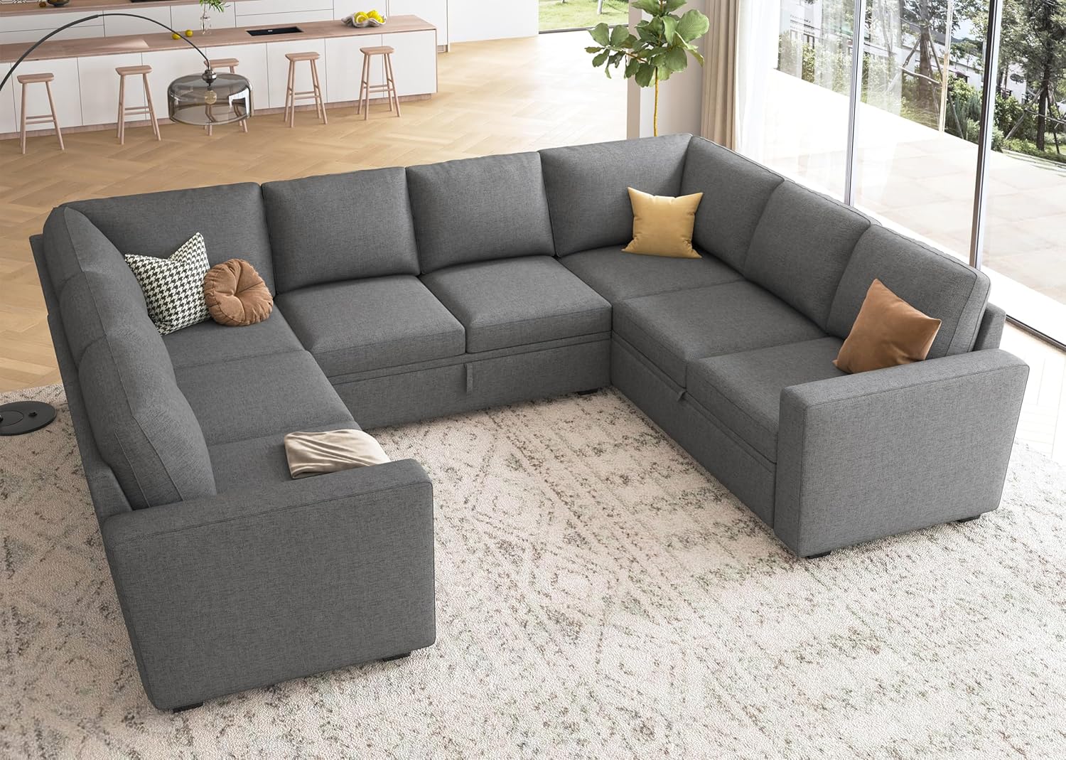 HONBAY Modular L Shaped Sectional Sleeper Sofa with Storage Pull Out Bed