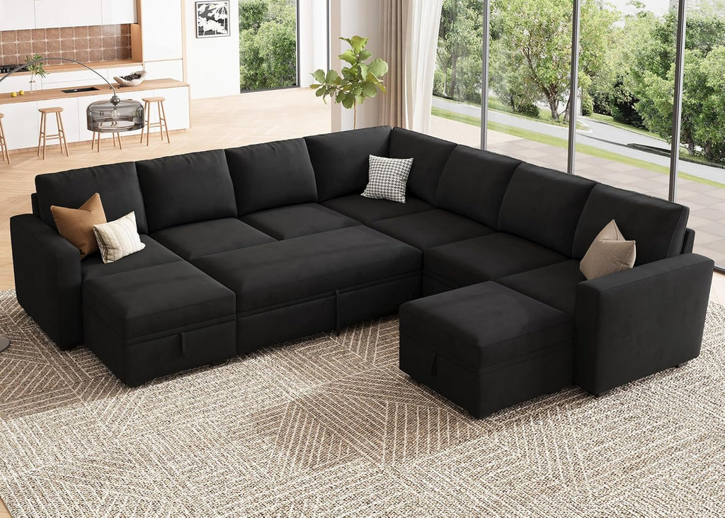 HONBAY Modular Sectional Sleeper Sofa L Shaped Couch with Pull Out Bed