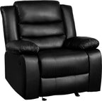 PrimeZone Oversized Rocker Recliner Chair Faux Leather Manual Reclining Brown