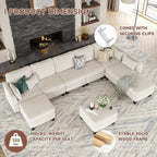 Huatean Home Modular Sectional Sofa U Shaped Couch 6 Seat Convertible High Density Foam