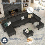 Huatean Home Modular Sectional Sofa U Shaped Couch 6 Seat Convertible High Density Foam