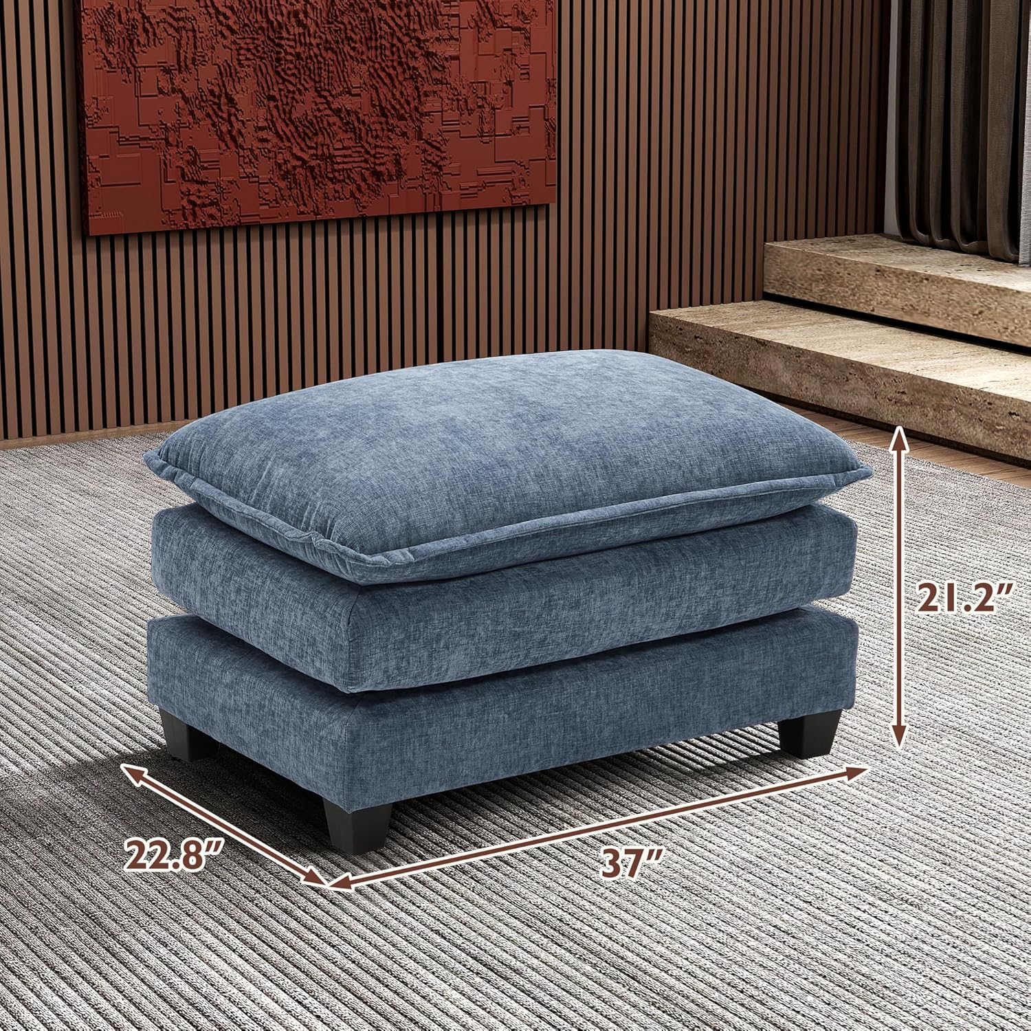 Ihanherry U Shaped Modular Cloud Sofa 5 Seat Chenille Sectional with Ottoman